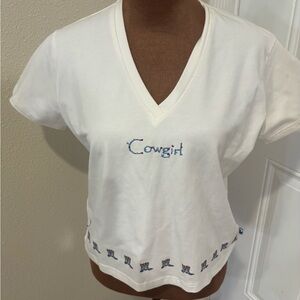 White V-Neck Women's Top